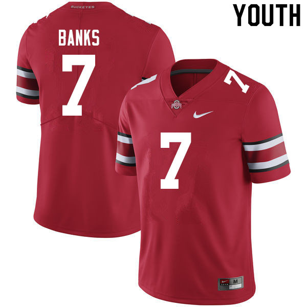 Ohio State Buckeyes Sevyn Banks Youth #7 Scarlet Authentic Stitched College Football Jersey